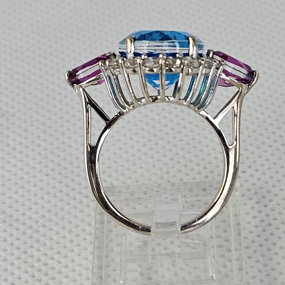 Caribbean Quartz Ring in Platinum over 925. Size 7! NEW - Picture 13 of 15